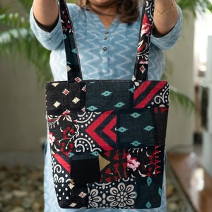 Colourful Sari Patchwork Tote Bags, Fair Trade Market Weekender Bag in Shades of Blue from Shakti.ism