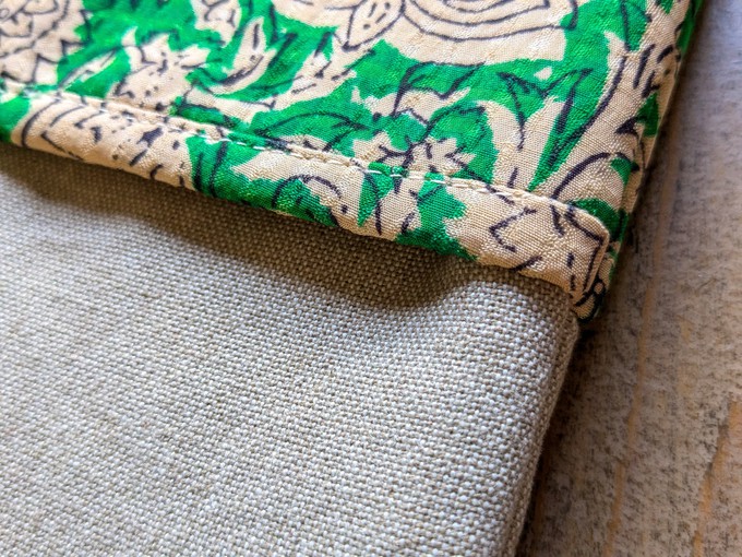 Handmade book/ e-reader / tablet sleeve with pocket, Nepali cotton from Shakti.ism