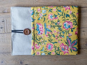 Handmade book/ e-reader / tablet sleeve with pocket, Nepali cotton from Shakti.ism