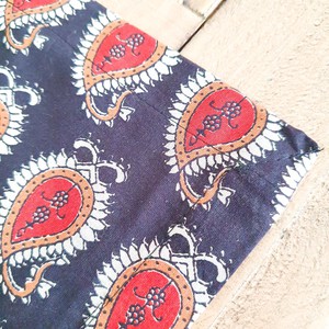 Handwoven block printed table runner, red paisley from Shakti.ism