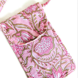 Block-Printed Crossbody Mobile Phone Cell Phone Bag With Slim Pocket from Shakti.ism