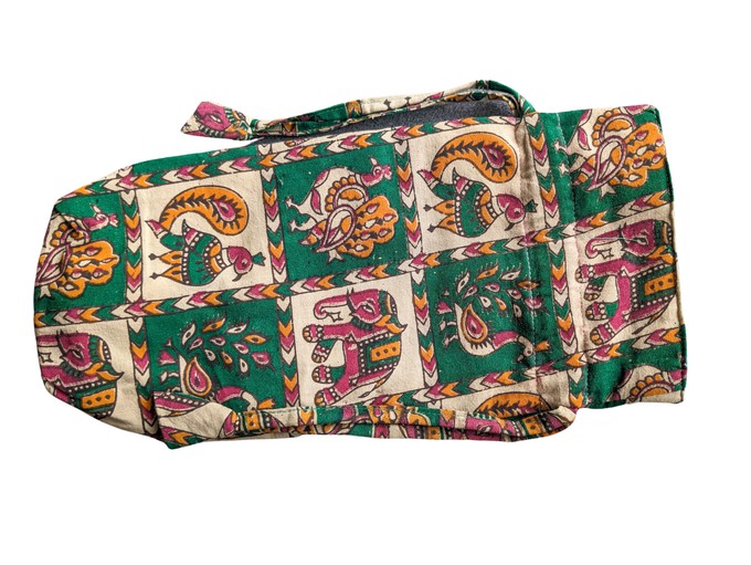 Reusable Kalamkari Cotton Pouch, Bottle Gift Bag, Handmade from Shakti.ism