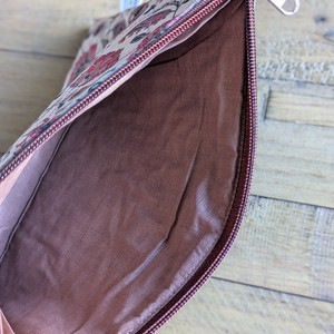 Quilted Sari Pouches: Beige Floral Pattern with Colourful Zipper from Shakti.ism