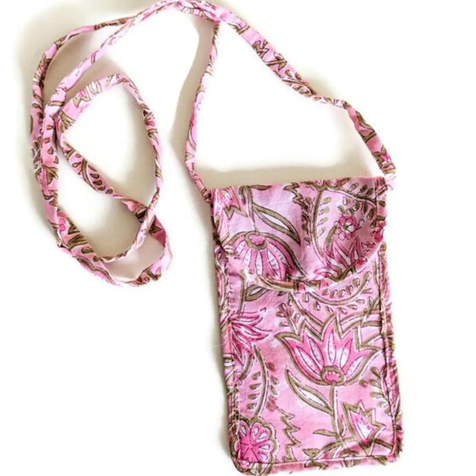 Block-Printed Crossbody Mobile Phone Cell Phone Bag With Slim Pocket from Shakti.ism