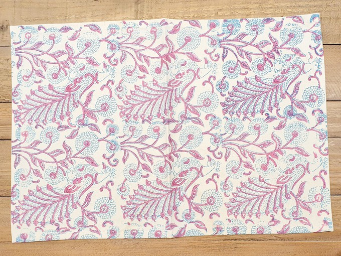 Block-printed canvas placemats, pink (set of 2) from Shakti.ism