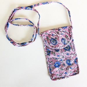 Lavender Block-Printed Crossbody Mobile Phone Cell Phone Bag With Slim Pocket from Shakti.ism