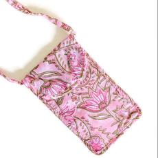 Block-Printed Crossbody Mobile Phone Cell Phone Bag With Slim Pocket via Shakti.ism