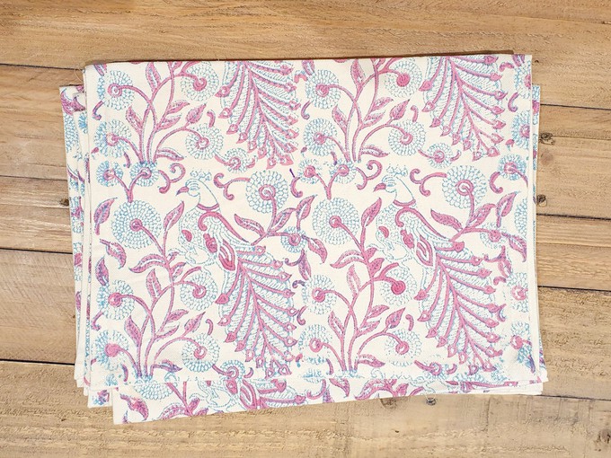 Block-printed canvas placemats, pink (set of 2) from Shakti.ism