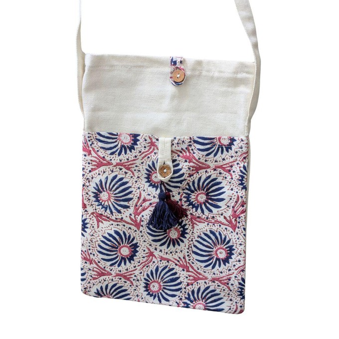 Handmade Fold-over Cotton Canvas Crossbody Sling Bag from Shakti.ism