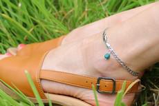 White Gold Plated Chain Anklet With Gemstone via Sharon Woods