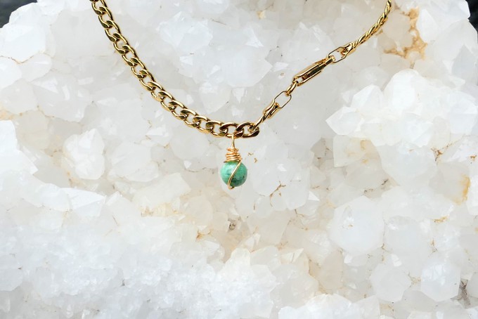 Gold Plated Chain Anklet With Gemstone from Sharon Woods