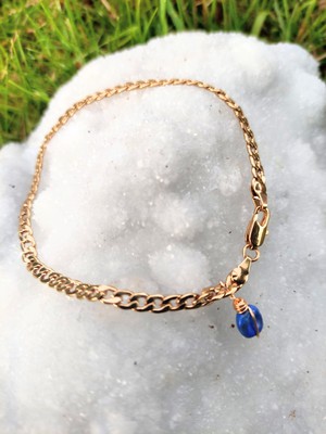 Gold Plated Chain Anklet With Gemstone from Sharon Woods