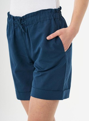 Paperbag Shorts Linen Blend Dark Blue from Shop Like You Give a Damn