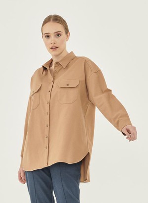 Shirt Blouse Twill Light Brown from Shop Like You Give a Damn