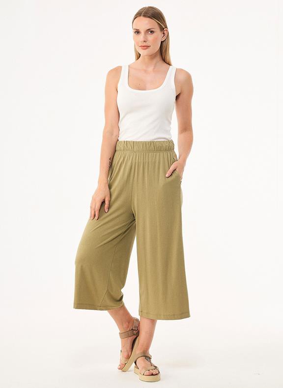 Trousers 3/4 Length Olive from Shop Like You Give a Damn