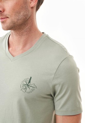 T-Shirt With Compass Print Olive Grey from Shop Like You Give a Damn