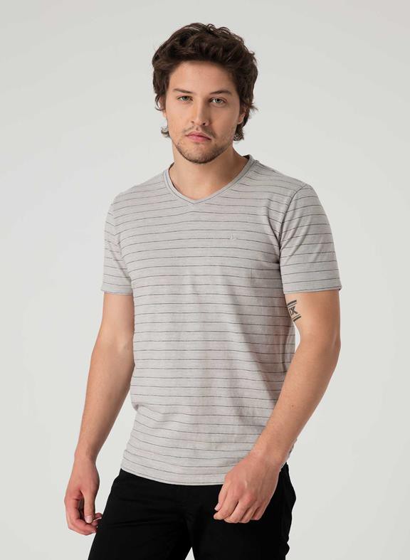 Striped V-Neck T-Shirt from Shop Like You Give a Damn