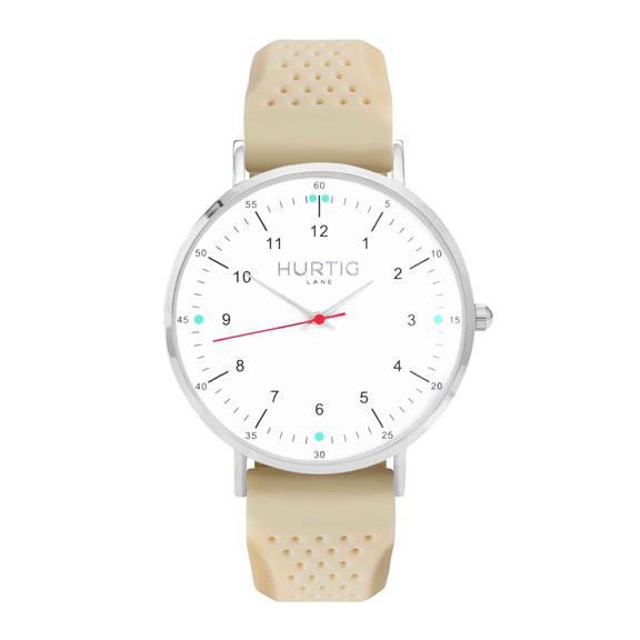 Moderno Rubber Watch Silver, White & Cream from Shop Like You Give a Damn