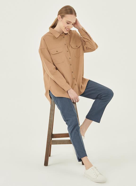 Shirt Blouse Twill Light Brown from Shop Like You Give a Damn