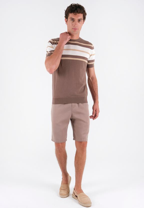 T-Shirt With Stripes Fine Knit Deep Taupe, Beige & Off White from Shop Like You Give a Damn