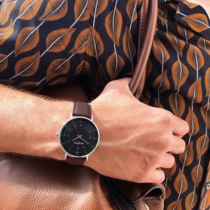 Moderno Vegan Leather Watch Silver, Black & Chestnut from Shop Like You Give a Damn
