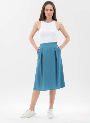 Pleated Midi Skirt Blue from Shop Like You Give a Damn