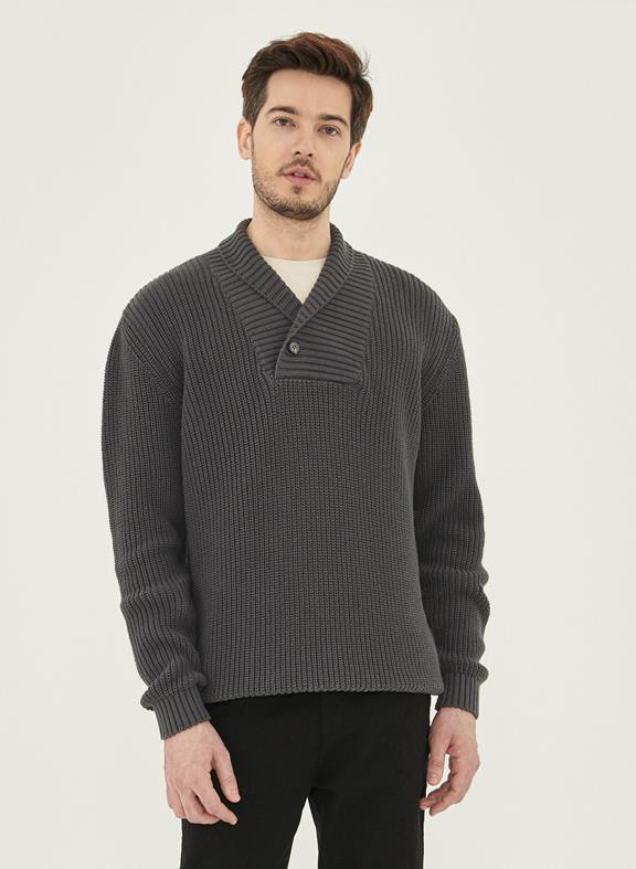 Shawl Collar Sweater Dark Grey from Shop Like You Give a Damn