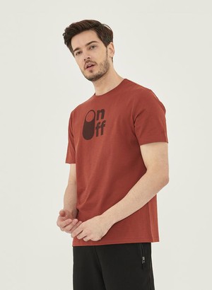 T-Shirt On Off Brown Red from Shop Like You Give a Damn