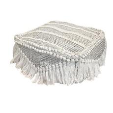 Floor Pouf Cover Tassel Light Grey from Shop Like You Give a Damn