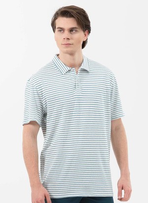 Striped Polo White/Blue from Shop Like You Give a Damn