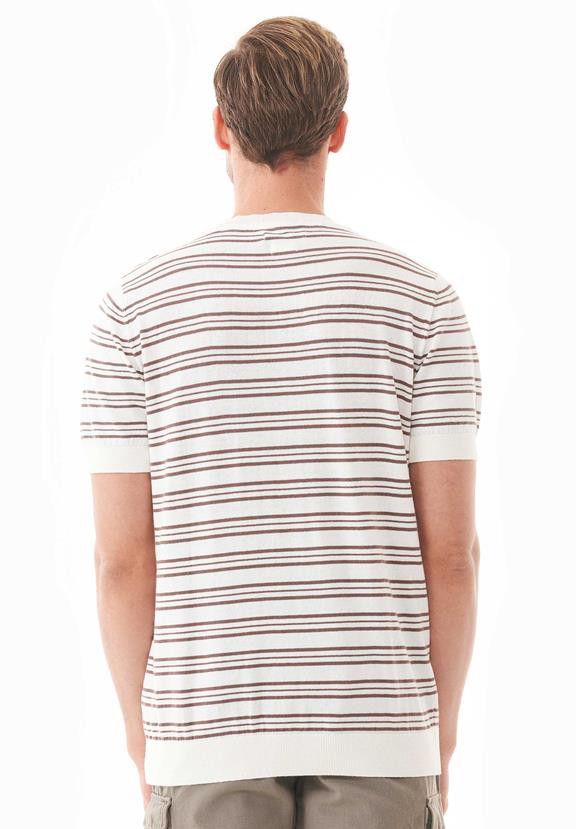 T-Shirt With Stripes Fine Knit Deep Taupe & Off White from Shop Like You Give a Damn