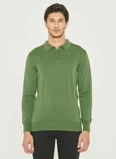 Polo Long Sleeves Organic Cotton Green via Shop Like You Give a Damn