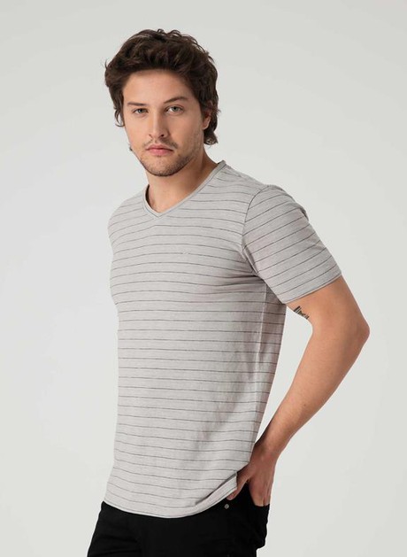 Striped V-Neck T-Shirt from Shop Like You Give a Damn