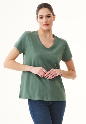 T-Shirt V-Neck Basic Green Tea from Shop Like You Give a Damn