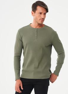 Ribbed Henley Shirt Khaki via Shop Like You Give a Damn