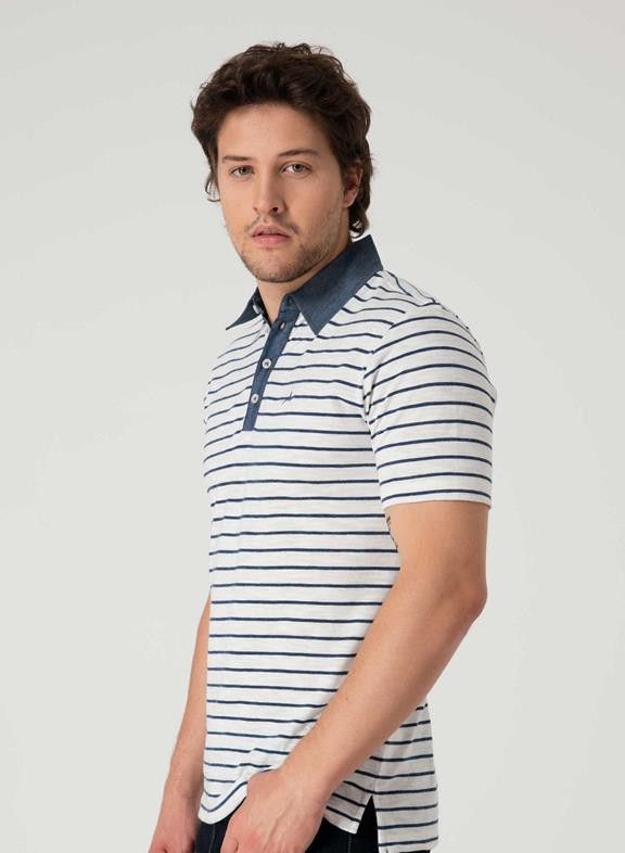 Polo Shirt Blue White Striped from Shop Like You Give a Damn