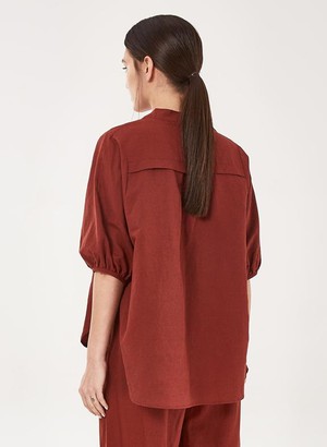 Blouse Puff Sleeves Dark Red from Shop Like You Give a Damn