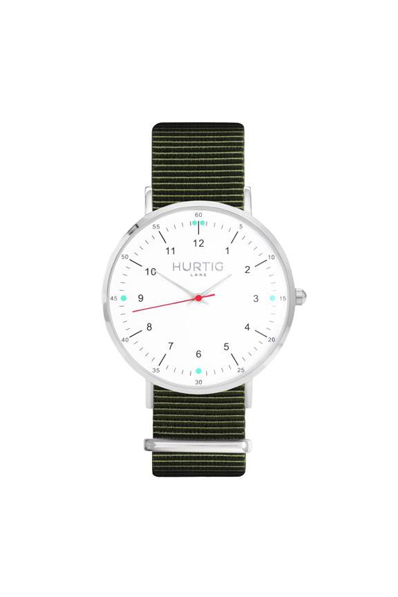 Moderno Montezuma Watch Silver, White & Olive Green from Shop Like You Give a Damn