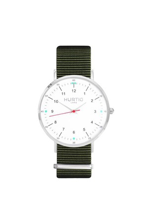 Moderno Montezuma Watch Silver, White & Olive Green from Shop Like You Give a Damn