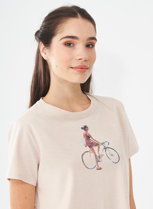 T-Shirt Bicycle Print Cream from Shop Like You Give a Damn