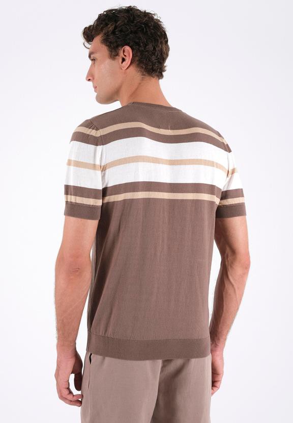 T-Shirt With Stripes Fine Knit Deep Taupe, Beige & Off White from Shop Like You Give a Damn