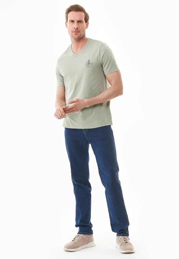 T-Shirt With Compass Print Olive Grey from Shop Like You Give a Damn