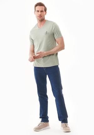 T-Shirt With Compass Print Olive Grey from Shop Like You Give a Damn