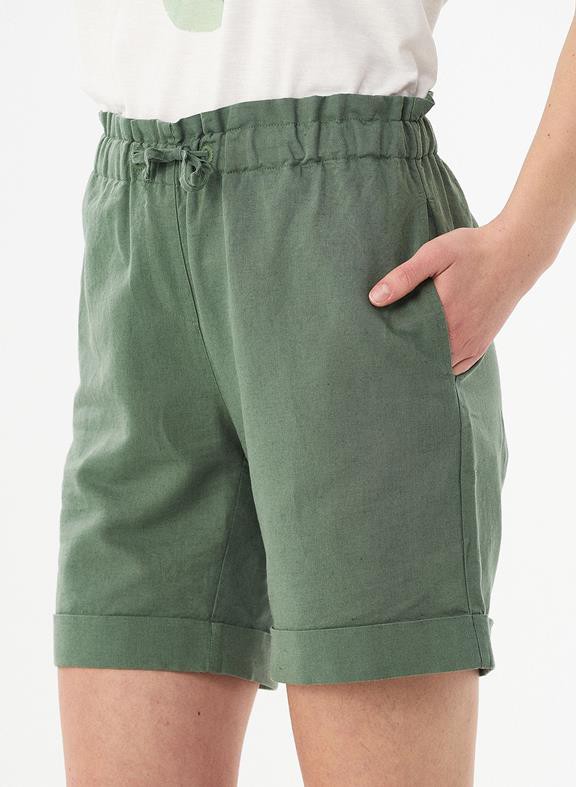 Paperbag Shorts Linen Blend Green from Shop Like You Give a Damn