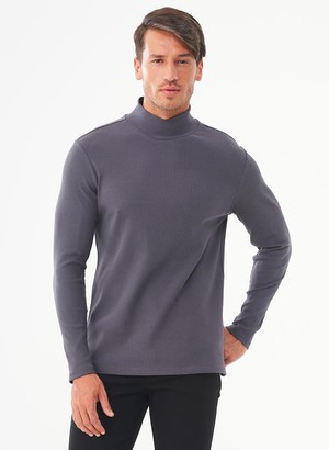 Ribbed Long Sleeve Turtleneck Shirt Grey from Shop Like You Give a Damn