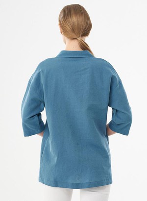 Blouse Three Quarter Sleeve Blue from Shop Like You Give a Damn