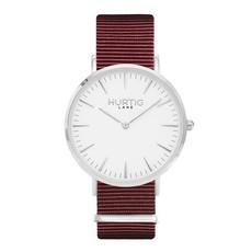 Watch Montezuma Nylon Nato Silver White & Burgundy via Shop Like You Give a Damn