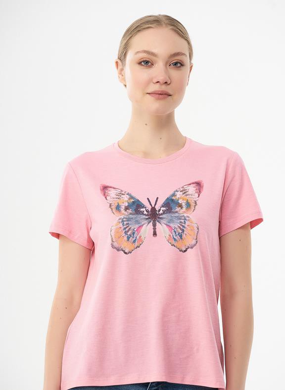 T-Shirt Butterfly Print Light Pink from Shop Like You Give a Damn