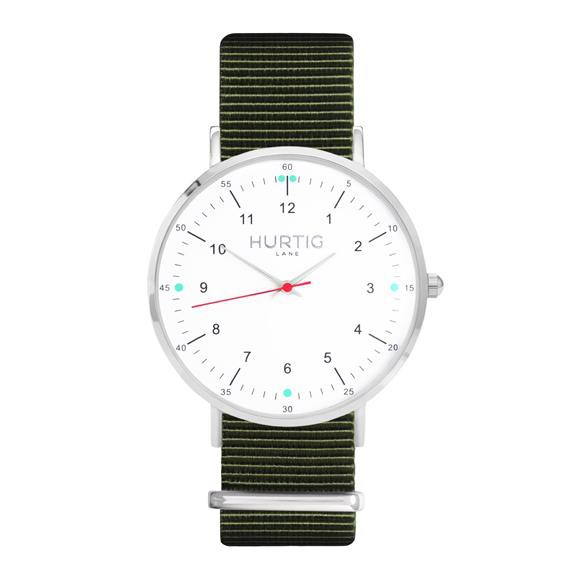 Moderno Montezuma Watch Silver, White & Olive Green from Shop Like You Give a Damn