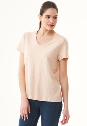 T-Shirt V-Neck Basic Abby Stone Beige from Shop Like You Give a Damn
